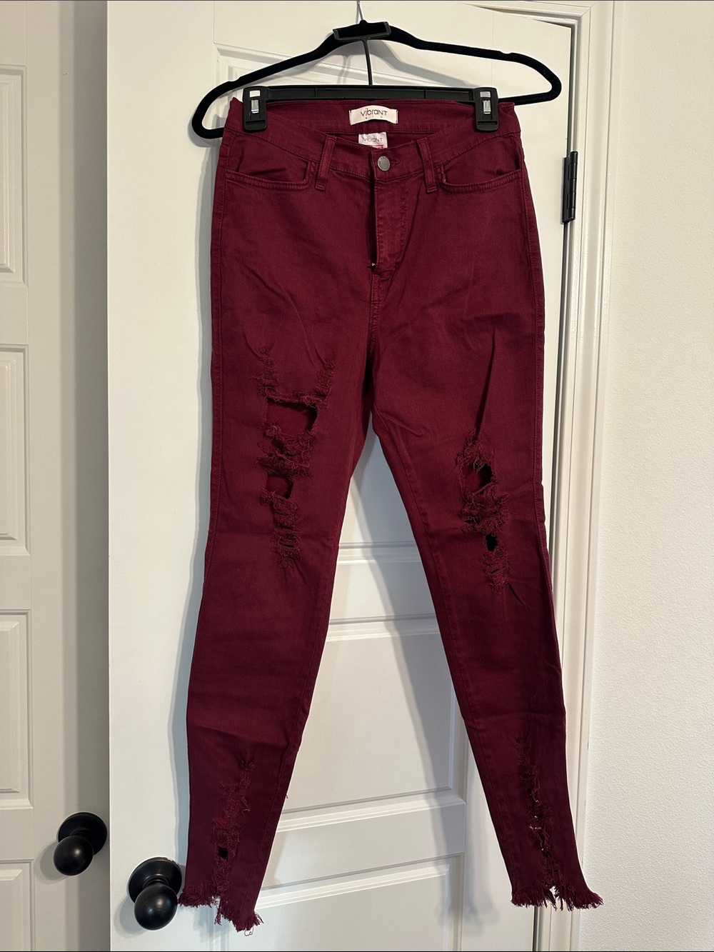Vibrant Women's Skinny Jeans in Wine Red